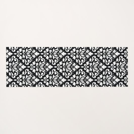 Scroll Damask Lg Muster Weiß auf Schwarz Yogamatte (Rückseite (Horizontal))