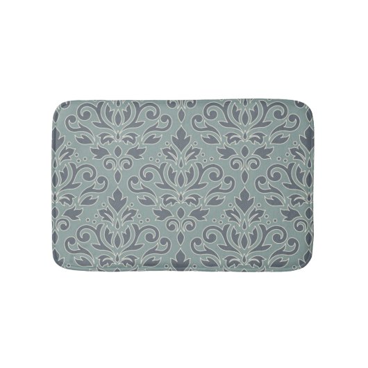 Scroll Damask Lg Ptn (Kontur) Creme Blues Aquamari Badematte (Vorderseite)