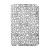 Scroll Damask Lg Ptn White (Schwarze Linie) Grau Badematte (Vorderseite Vertikal)