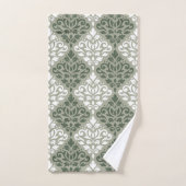 Scroll Damask Mixed Pattern Green Lt Green Badhandtuch Set (Handtuch)
