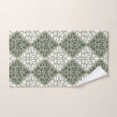 Scroll Damask Mixed Pattern Green Lt Green Badhandtuch Set (Handtuch)