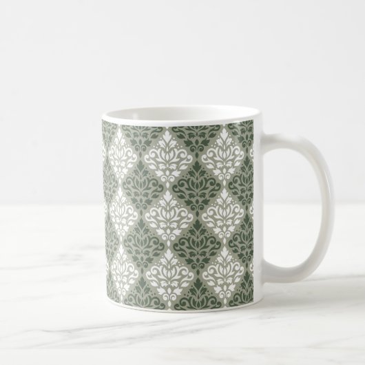 Scroll Damask Muster grün Kaffeetasse (Rechts)