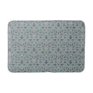 Scroll Damask Muster (Kontur) Creme Blues Aquamari Badematte