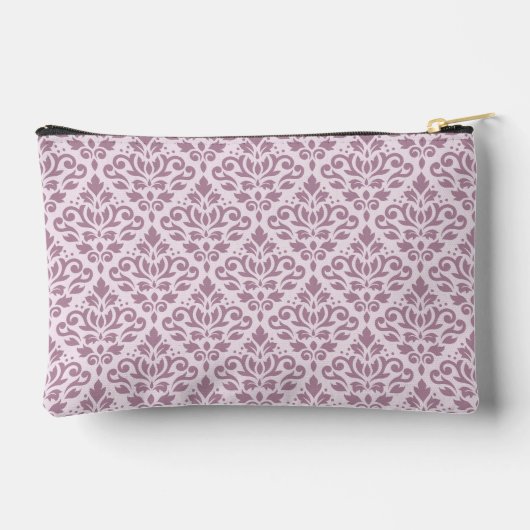 Scroll Damask Muster Mauve auf rosa Zubehörtasche (Rückseite)