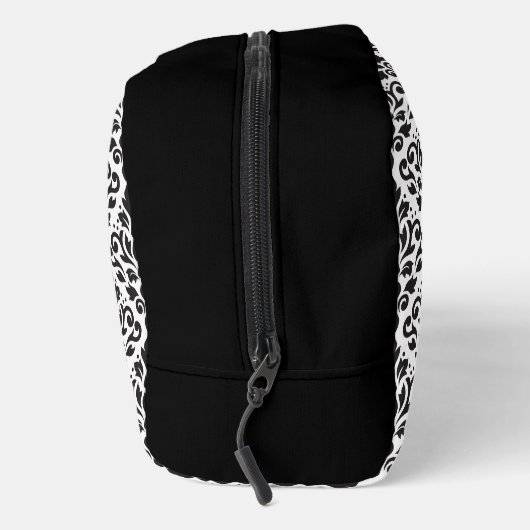 Scroll Damask Muster Schwarz auf Weiß Waschbeutel (Rechts)