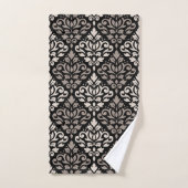 Scroll Damask Muster Taupe Black Badhandtuch Set (Handtuch)