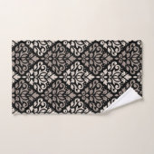 Scroll Damask Muster Taupe Black Badhandtuch Set (Handtuch)