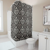 Scroll Damask Muster Taupe Black Duschvorhang (Beispiel)