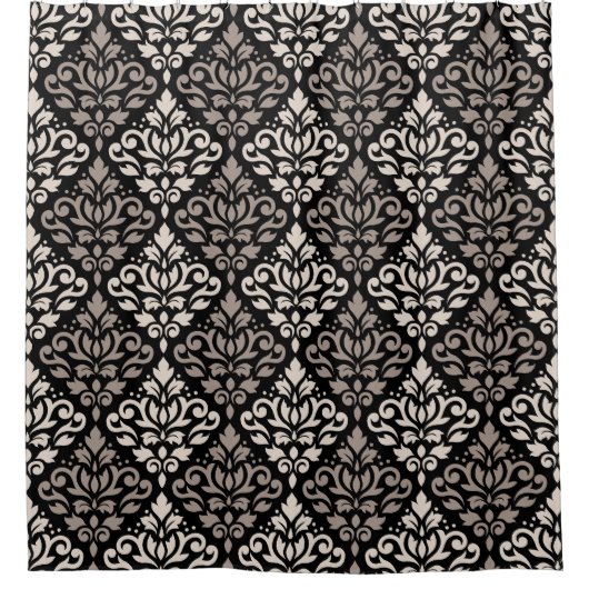 Scroll Damask Muster Taupe Black Duschvorhang (Vorderseite)