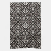 Scroll Damask Muster Taupe Black Geschirrtuch (Vertikal)