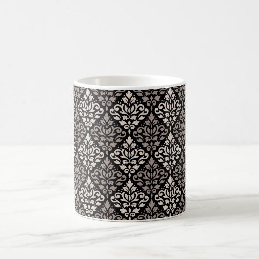 Scroll Damask Muster Taupe Black Kaffeetasse (Mittel)