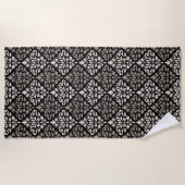 Scroll Damask Muster Taupe Black Strandtuch (Vorderseite)