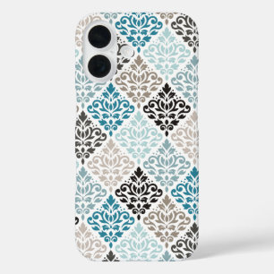 Scroll Damask Muster Tees Browns White iPhone 16 Hülle
