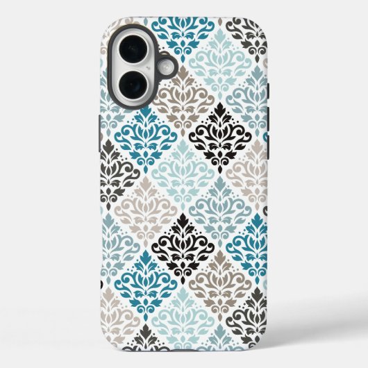 Scroll Damask Muster Tees Browns White Case-Mate iPhone Hülle (Rückseite)