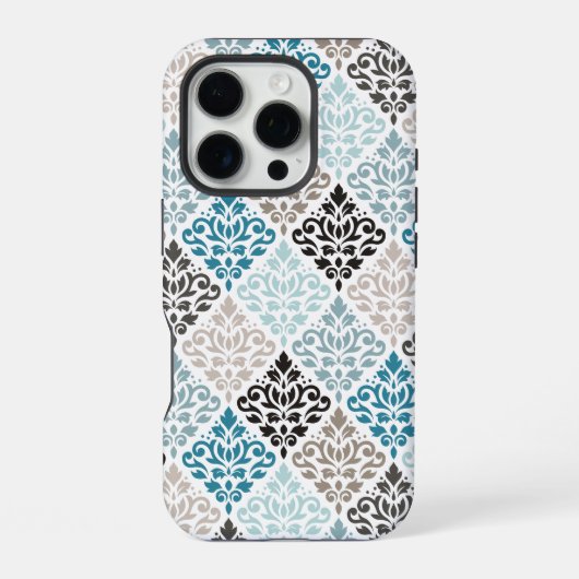 Scroll Damask Muster Tees Browns White iPhone Hülle (Rückseite)