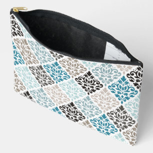 Scroll Damask Muster Tees Browns White Zubehörtasche