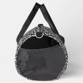 Scroll Damask Muster Weiß auf Schwarz Duffle Bag (Rechts)