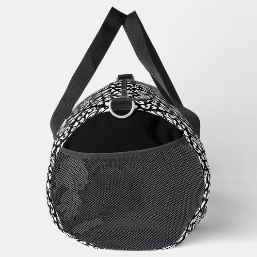 Scroll Damask Muster Weiß auf Schwarz Duffle Bag (Rechts)