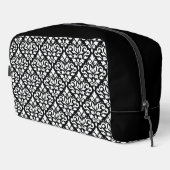 Scroll Damask Muster Weiß auf Schwarz Waschbeutel (Rechte Ecke)