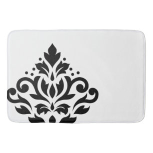 Scroll Damask Off-Set I Black on White Badematte