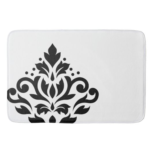 Scroll Damask Off-Set I Black on White Badematte (Vorderseite)