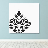 Scroll Damask Off-Set I Black on White Leinwanddruck (Insitu (Holzboden))