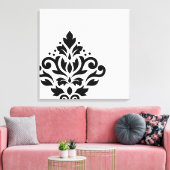 Scroll Damask Off-Set I Black on White Leinwanddruck (Insitu (Wohnzimmer))