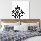 Scroll Damask Off-Set I Black on White Leinwanddruck (Insitu (Schlafzimmer))