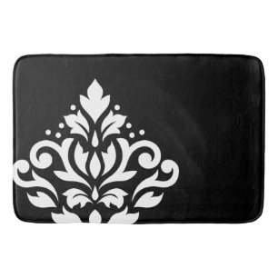 Scroll Damask Off-Set I White on Black Badematte