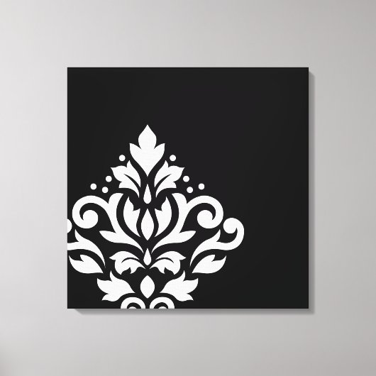 Scroll Damask Off-Set I White on Black Leinwanddruck (Vorderseite)