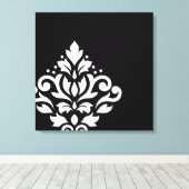 Scroll Damask Off-Set I White on Black Leinwanddruck (Insitu (Holzboden))