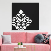 Scroll Damask Off-Set I White on Black Leinwanddruck (Insitu (Wohnzimmer))