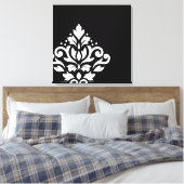 Scroll Damask Off-Set I White on Black Leinwanddruck (Insitu (Schlafzimmer))