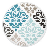 Scroll Damask Offset PDF Kunst Tees Browns White Keramikknauf (Vorderseite)