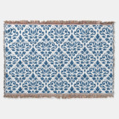 Scroll Damask PDF Blue auf Weiß Decke (Vorderseite)