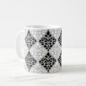 Scroll Damask Ptn B&W auf Grau Kaffeetasse (Vorderseite Links)