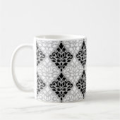 Scroll Damask Ptn B&W auf Grau Kaffeetasse (Links)