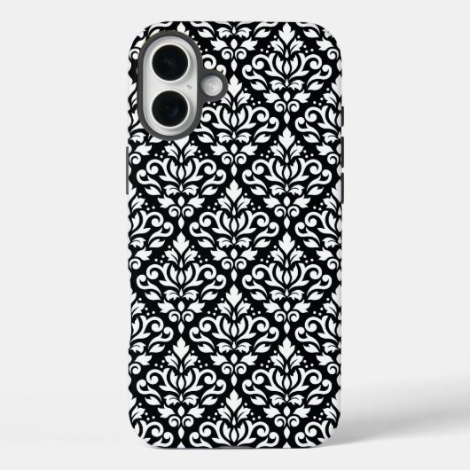 Scroll Damask White auf schwarzem Muster Case-Mate iPhone Hülle (Rückseite)