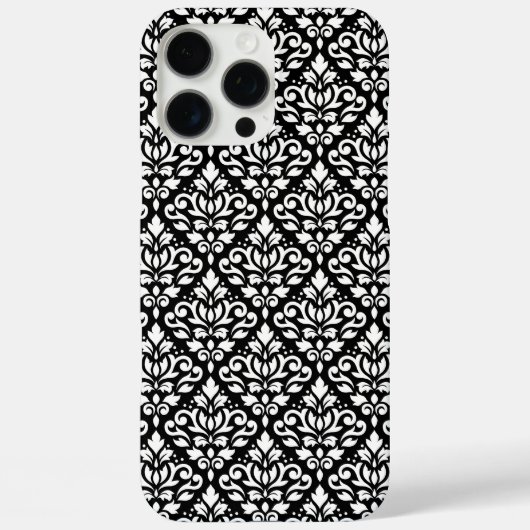 Scroll Damask White auf schwarzem Muster Case-Mate iPhone Hülle (Rückseite)