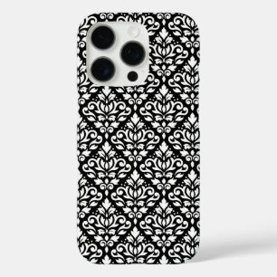 Scroll Damask White auf schwarzem Muster iPhone 16 Pro Hülle