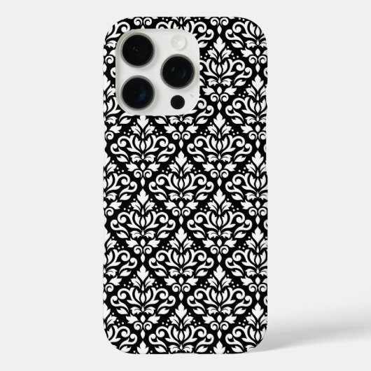 Scroll Damask White auf schwarzem Muster Case-Mate iPhone Hülle (Rückseite)