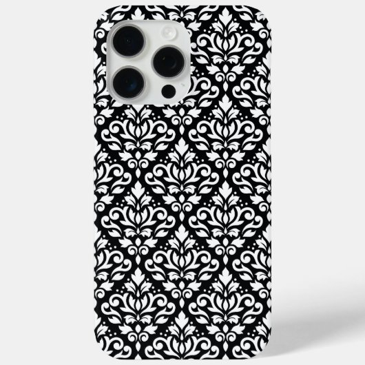 Scroll Damask White auf schwarzem Muster Case-Mate iPhone Hülle (Rückseite)