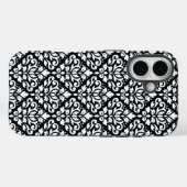 Scroll Damask White auf schwarzem Muster Case-Mate iPhone Hülle (Rückseite (Horizontal))