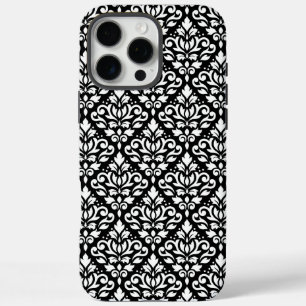 Scroll Damask White auf schwarzem Muster iPhone 16 Pro Max Hülle