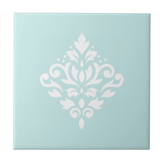Scroll Damask White on Duck Egg Blue Fliese (Vorderseite)