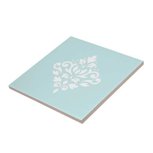 Scroll Damask White on Duck Egg Blue Fliese (Seite)