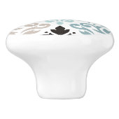 Scroll Damask XLg Muster Teals Browns White Keramikknauf (Seitenansicht)