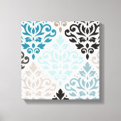Scroll Damask XLg Muster Teals Browns White Leinwanddruck (Vorderseite)