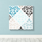 Scroll Damask XLg Muster Teals Browns White Leinwanddruck (Insitu (Holzboden))