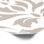 Scroll Damask XLg Muster Teals Browns White Poster (Ecke)